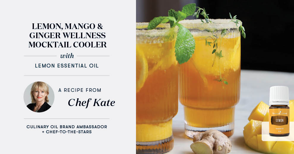 Lemon, Mango &amp; Ginger Wellness Mocktail Cooler with Lemon Essential Oils